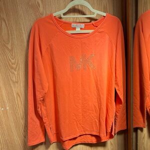 Michael Kors Orange Lightweight Sweatshirt w gold embellishment